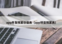 app开发预算价目表（app项目预算表）