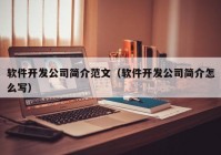 软件开发公司简介范文（软件开发公司简介怎么写）