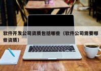 软件开发公司资质包括哪些（软件公司需要哪些资质）