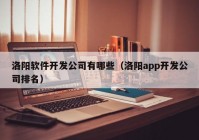 洛阳软件开发公司有哪些（洛阳app开发公司排名）