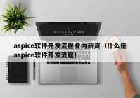 aspice软件开发流程业内薪资（什么是aspice软件开发流程）