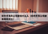 软件开发的公司都招什么人（软件开发公司都有哪些岗位）