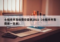 小程序开发收费价目表2022（小程序开发费用一览表）