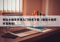 微信小程序开发入门技术下载（微信小程序 开发教程）