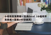 小程序开发费用一览表Excel（小程序开发费用一览表o4b华网天）