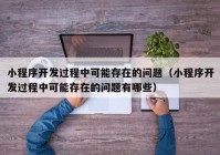 小程序开发过程中可能存在的问题（小程序开发过程中可能存在的问题有哪些）