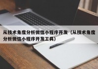 从技术角度分析微信小程序开发（从技术角度分析微信小程序开发工具）