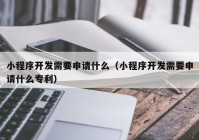 小程序开发需要申请什么（小程序开发需要申请什么专利）