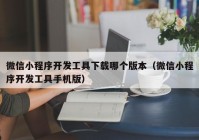 微信小程序开发工具下载哪个版本（微信小程序开发工具手机版）