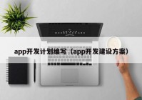 app开发计划编写（app开发建设方案）