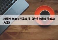 跨境电商app开发支付（跨境电商支付解决方案）