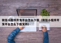 微信小程序开发平台怎么下载（微信小程序开发平台怎么下载文件）